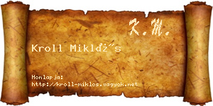 Kroll Miklós névjegykártya